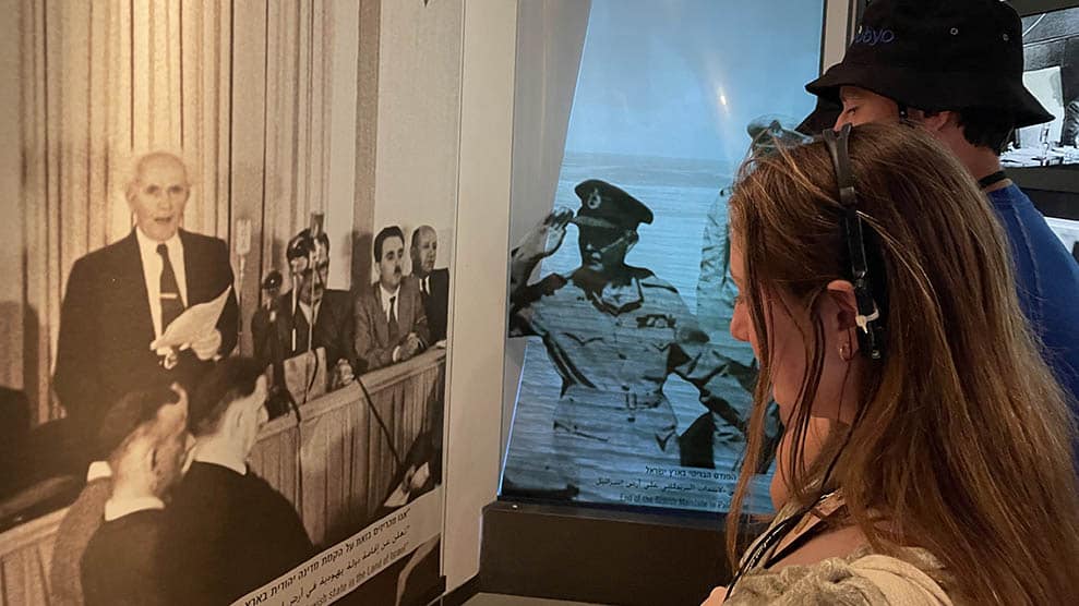 Kids looking at historical images